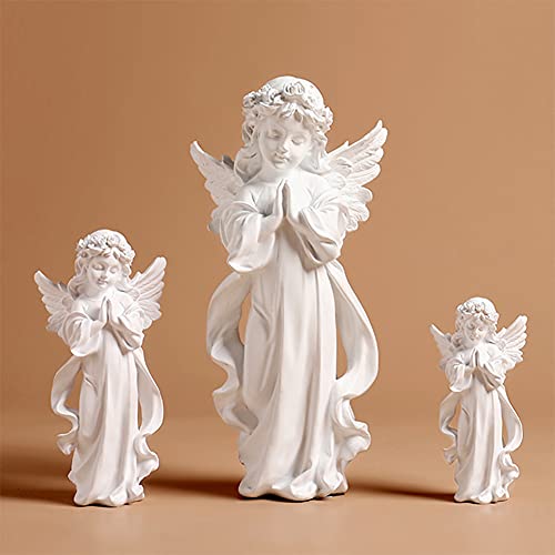 Estatua de ángel de Resina, Figuras de Hadas Decorativas ángel de oración-Apariencia de niña de Flores guardián, estatuas de mostrador de Escritorio-Regalo de Fiesta- Adorno de Acción de Gracias(M)