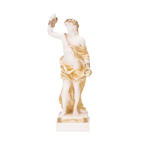 Estatua de Dioniso Baco Dios griego del vino Escultura de alabastro de uva de cosecha de oro 6.2 pulgadas