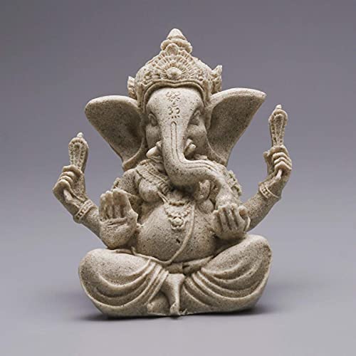Estatua de Elefante de Resina Escultura de Piedra Arenisca Ganesha Buda Figura Coleccionable Hecha a Mano para decoración de habitación de Oficina en casa
