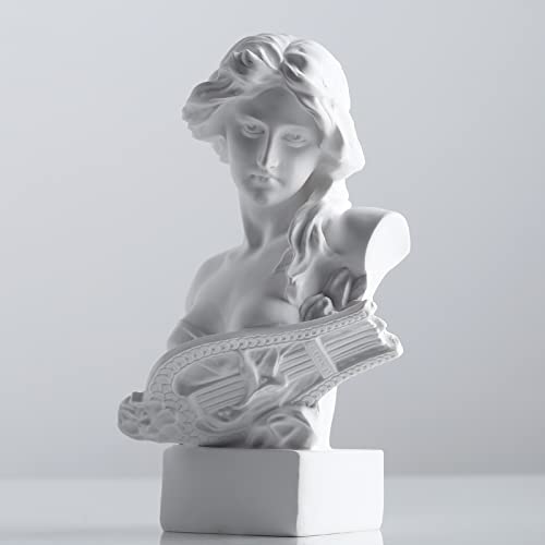 Estatua musical de diosa griega, escultura de busto romano de 6 pulgadas, decoración del hogar, estatuas de Artemis de resina blanca para decoración del hogar, mesa de café, oficina, sala de estar,