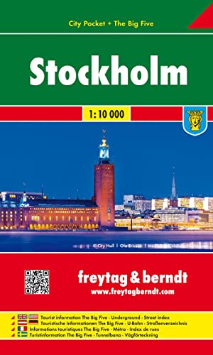 Estocolmo, plano callejero de bolsillo plastificado. City Pocket. Escala 1:10.000. Freytag & Berndt.: Stadskaart 1:10 000: 92 CP