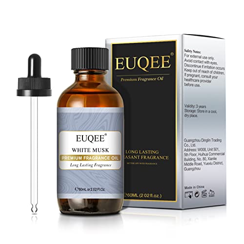 EUQEE Aceite Esencial Almizcle Blanco 60ml, Aceites Esenciales para Humidificador, Aceite de Almizcle Blanco Aceite Perfumado para Aromaterapia, Relajación, Velas