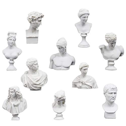 EXCEART 10 piezas resina bocetos figuras de diosa griega, busto, estatuilla de yeso, línea de dibujo, estatua romana, réplica escultura, figuras para bocetos prácticos, artista (blanco)