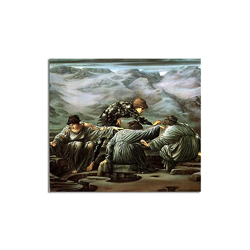 Famosos cuadros de arte mural Edward Burne-Jones. Impresiones en lienzo del romanticismo "Perseo y las grises". Famosa reproducción cuadro óleo para decoración 70x91cm sin marco