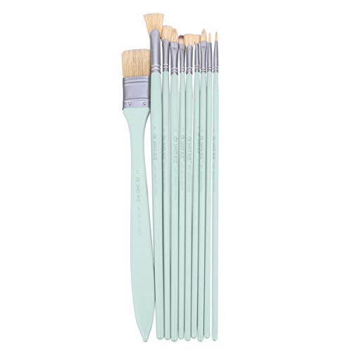 FARUTA 10 pinceles de cerdas de acuarela, mango de madera, herramienta de dibujo DIY para principiantes (color: azul cielo, tamaño: talla 1)