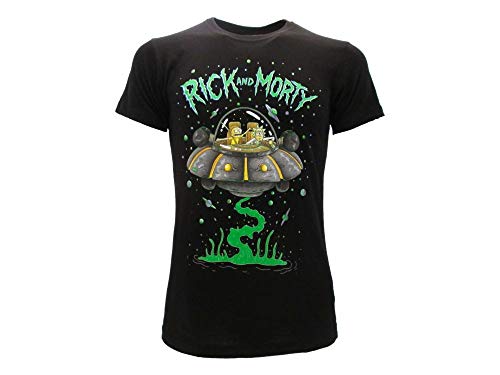 Fashion UK – Camiseta original oficial con diseño de Rick And Morty Nave espacial Negro XL