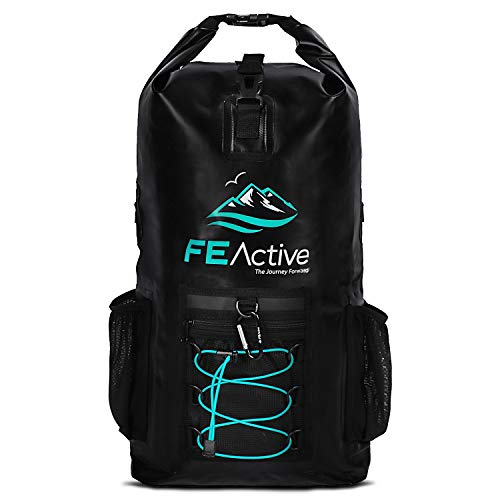 FE Active Mochila Impermeable Dry Bag - de Senderismo Eco 20L Bolsa de Viaje, de Playa, Kayak, Navegación, Estanca para Acampar y Equipo de Pesca | Diseñada en California