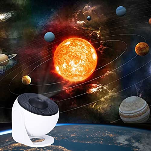 Febotak Home Planetarium Nebulosa Luna Planetas Star Proyector de techo Planetario Proyector de estrellas con 12 películas discos, Galaxia luminosa 3D Luz de proyección, Zoom, temporizador