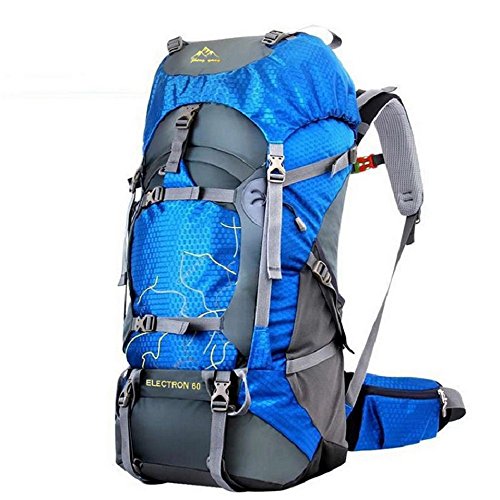 fengtu 60L bolsas de deportes al aire libre impermeable mochila de senderismo para los hombres y mujeres/escalada Mochila/Camping mochila/mochila de viaje montañismo, Azul