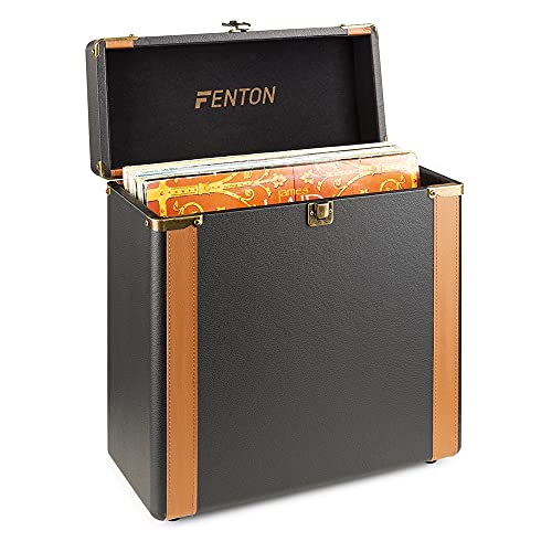 Fenton RC35 Luxe - Maleta para Discos de Vinilo, Color marrón y Negro, 34,5 x 16,5 x 38 cm, bisagras de Metal, Asas integradas, construcción Muy Resistente, Ideal para DJ