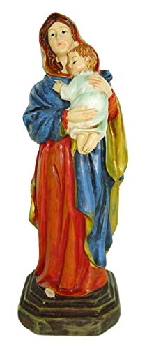 Ferrari & Arrighetti Estatua de la Virgen Ferruzzi de 12 cm en caja de regalo con marcador, figura religiosa con caja de regalo decorativa, textos en ES/EN/ES/FR