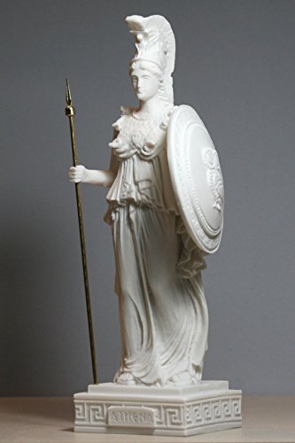 Figura decorativa de la diosa romana griega Atenea/Minerva hecha en alabastro de 24,5 cm