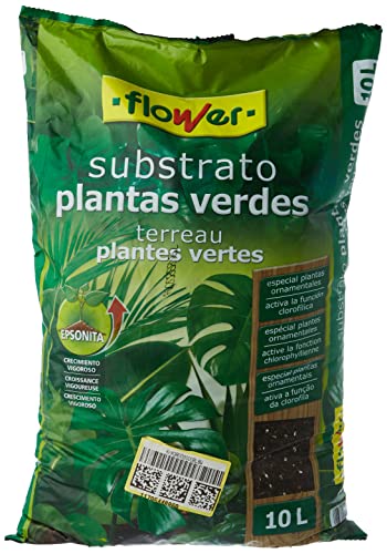 Flower Substrato Planta Verde, 10 L, Marrón, 28 x 4 x 45 cm