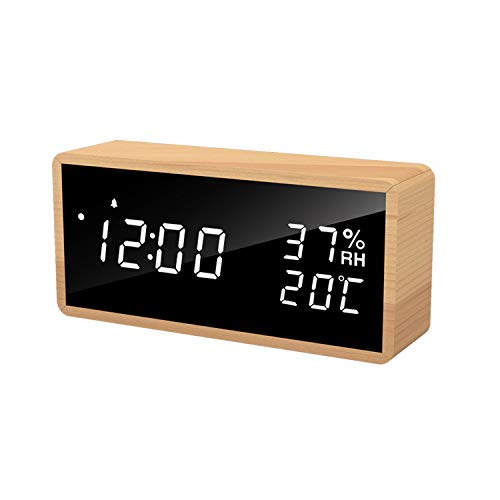 JOPHEK LCD Despertador Digital, Inteligente Reloj Despertador Digital con  Repetición de Datos de Temperatura, Reloj de Mesa de Viaje para Sala de