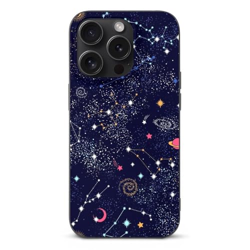 Funda de TPU con diseño de constelación de galaxia espacial y estrella del zodiaco compatible con iPhone 15/15 Plus/15 Pro/15 Pro Max, funda protectora divertida para teléfono