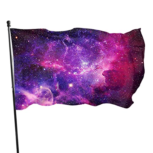 Galaxy Flag 3x5 Ft Espacio Exterior Universo Cielo Estrellas Constelación Banderas al Aire Libre Grandes Bienvenida Patio Banners Hogar Jardín Patio Césped Decoración Púrpura