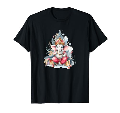 Ganesha de Navidad con regalos Fe hindú Camiseta