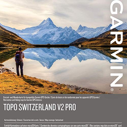Garmin TOPO Schweiz V2 PRO - Vector and Grid Map in Scale 1:25,000 as Download and SD Card for Garmin Outdoor Navis. 750 Marked Paths Including Routing, 200 Swiss Huts, Includes Winter Map
