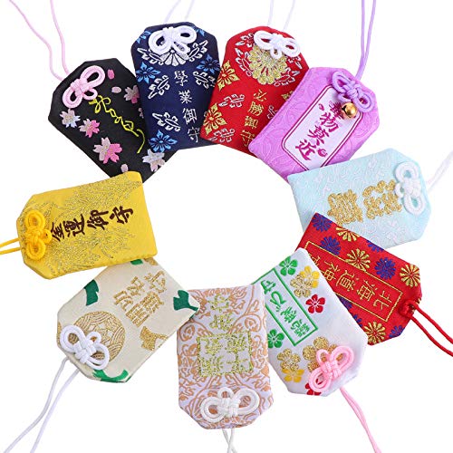 Garneck 10 Piezas de Saquito Japonés Omamori Amuleto de La Suerte Amuleto de La Buena Suerte Encantos para La Salud Educación Profesional Amor Seguridad Riqueza (Estilo Aleatorio)