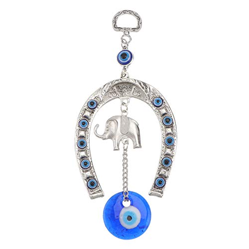 GARNECK Mal de ojo azul turco con colgante decorativo de pared con elefante amuleto de la suerte, adornos colgantes protección y regalo de bendición de la suerte