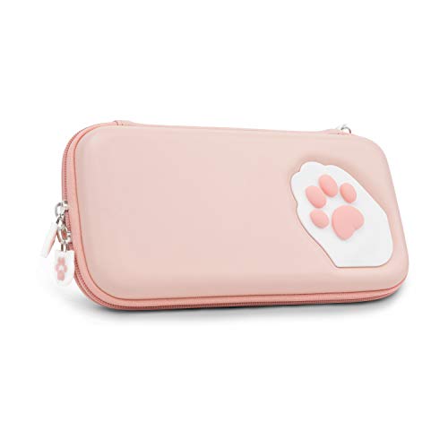 Geekshare Cat Paw Case para Nintendo Switch Lite - Estuche portátil de viaje delgado y rígido apto para Switch Lite y accesorios de juegos - Una correa de muñeca extraíble (rosa) [nintendo_switch]