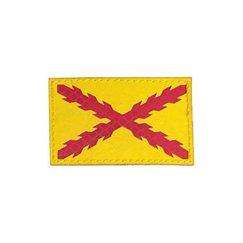 Gemelolandia | Parches Reflectantes con Cruz de Borgoña | Para Ropa, Motos o Mochilas | Tamaño 8x5cm (Amarillo-Cruz Roja)
