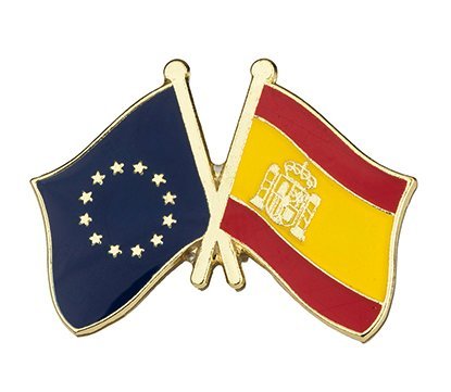Gemelolandia | Pin de Solapa Bandera de la Unión Europea y Bandera de España | Pines Originales Para Regalar | Para las Camisas, la Ropa o para tu Mochila | Detalles Divertidos