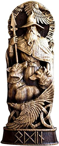 genmaiwodeshisb Estatua de resina de Dios nórdico, panteones escandinavos, estatuilla de dioses nórdicos, mitología vikinga, hogar gabinete de vino, estantería, escultura oramento (Odin)