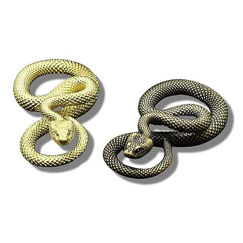 Gexifei Un par de estatuas de serpiente del Zodíaco de la suerte de latón para el hogar, decoraciones para mascotas de té de escritorio, colgantes de llavero retro