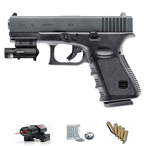 Glock 19 (Umarex - Pack Pistola de Aire comprimido (CO2) y balines de Acero (perdigones BBS) Calibre 4.5mm. Réplica Arma de precisión inferior a 3,5J