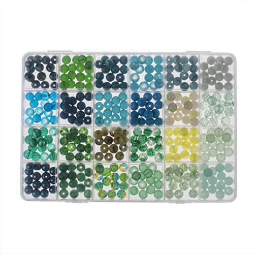 Glorex 6 1630 343 – Juego de joyas de perlas de cristal, en caja de almacenamiento, color turquesa y verde, ideal para el diseño de joyas, pulseras, collares, accesorios o como decoración.