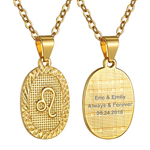 GoldChic Personalizable Collar Leo Signos Zodiacales Oro Colgante Dorado Redondo Regalo Navidad Cumpleaños