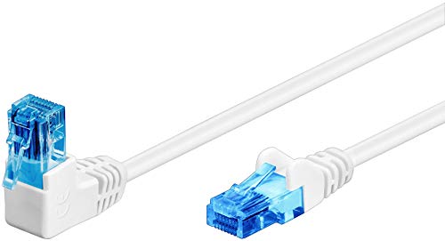 goobay 51534 - Cable de red (cat. 6A, 90 grados, Ethernet, Playstation, Xbox, LAN, DSL, U/UTP, RJ45, 0,25 m), color blanco