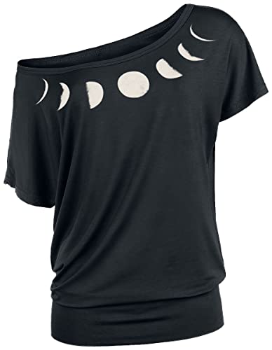 Gothicana by EMP Mujer Camiseta Suelta Negra con Estampado de Lunas M