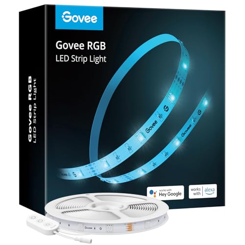 Govee Tira LED Alexa 5m, WiFi Luces LED Habitacion Inteligente RGB, Funciona con Alexa, Google Assistant y App, 64 Modos de Escena y Sincronización de Música para PC Gaming, Techo y Fiesta