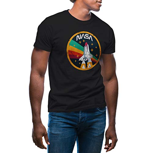 GR8Shop Vintage NASA Rocket SpaceX Camiseta de Hombre Negra Size M