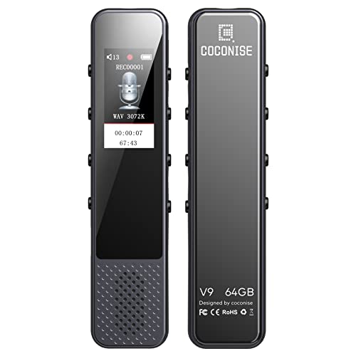 Grabadora de Voz Digital, 64 GB, 3072 kbps, Calidad de Sonido, grabadora de Voz Digital, grabadora de Audio con función de reproducción MP3, función de grabación de un Solo Toque Adecuada para