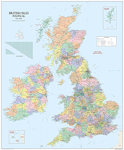 Grandes Islas Británicas UK mapa político – Papel laminado 120 x 100 cm [mm]