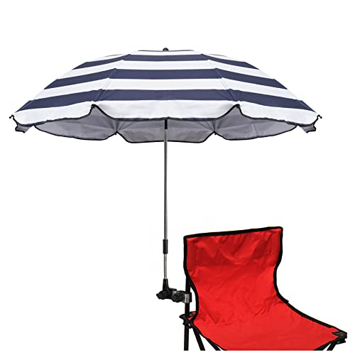 GRANDMEI Sombrilla para silla con abrazadera, paraguas con clip para patio, sillas de playa, sillas de ruedas, carritos de golf (rayas)