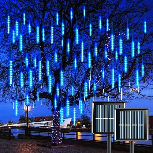 Guirnalda Luces Solar Meteoros Lluvia Luces Exterior, Luces de Ducha de Meteoritos IP65 Impermeables con 11.8 Pulgadas 8 Tubos 240 LED, Luces Decorativas para Exterior/Interior/Bodas/Navidad/Fiestas