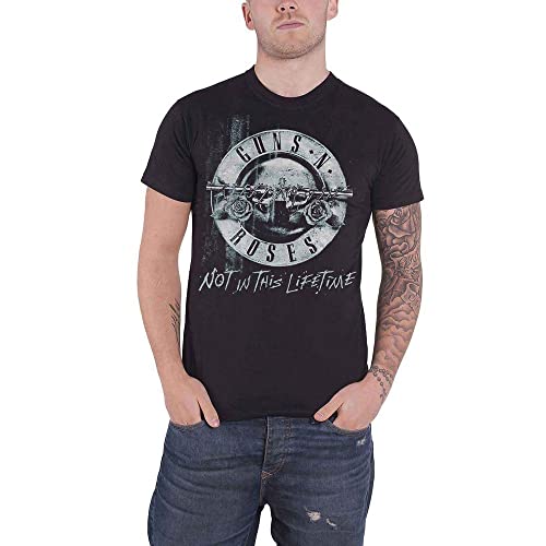 Guns N Roses Camiseta para Hombre, diseño con Texto en inglés Not In This Life, Color Blanco y Negro