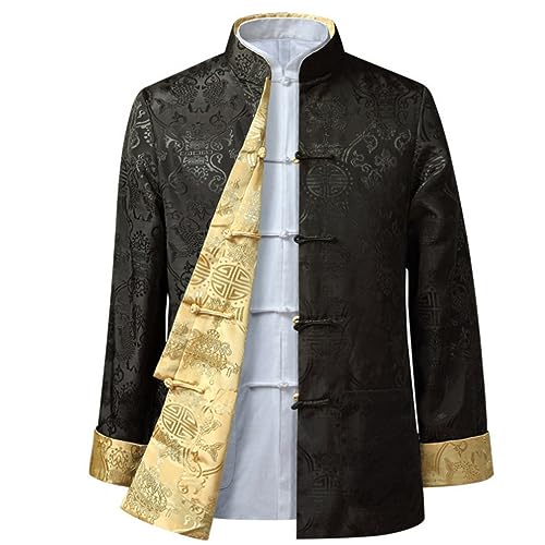 GVILTY Ropa de chaqueta de Kung Fu - Traje chino verdaderamente reversible de Tang Traje tradicional antiguo de Tai Chi de manga larga en ambos lados Wear Tops Artes Marciales Paños Ropa Clothin