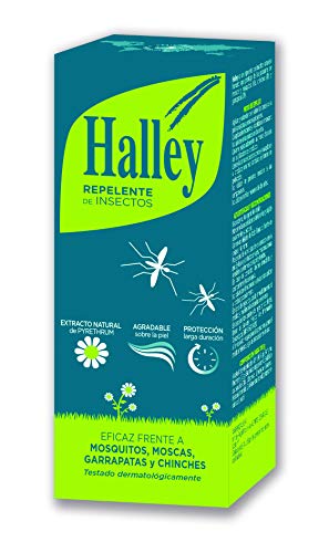 Halley Repelente Mosquitos Spray Eficaz Repelente de Todo Tipo de Insectos Protección de Larga Duración con Extracto Natural de Pyrethrum, 100ml Ideal Equipaje de Mano