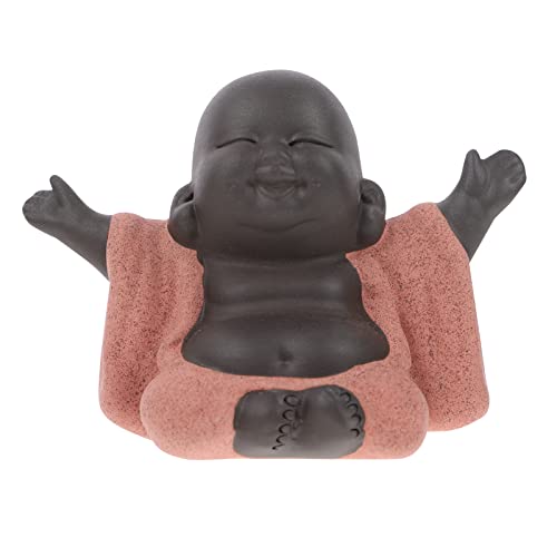 HEALLILY - Estatua decorativa de Buda, figura de bebé sonriente, color naranja