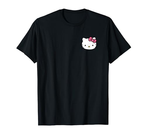 Hello Kitty - Camiseta con diseño de lazo rosa (delantera y trasera) Camiseta