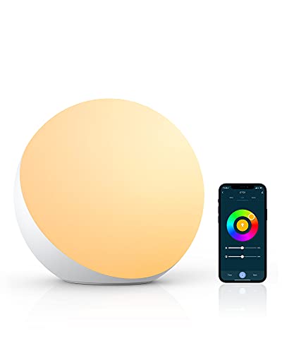 Hifree Lámpara de mesa inteligente, Lámparas de noche compatibles con Alexa y Google Home, Lámpara táctil de luz nocturna blanca regulable y con cambio de color RGB para niños