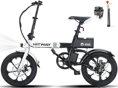 HITWAY Bicicleta Eléctrica Plegable, 16"×2.5" Bici Eléctrica de Batería Extraíble Alcance hasta 25-60km, E-Bike para Camino de la Ciudad