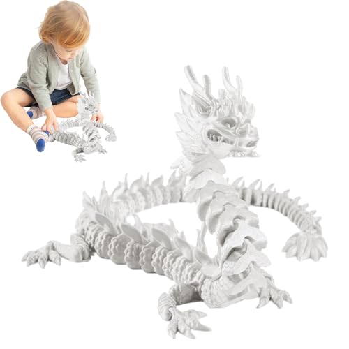HiXip Dragón 3D - Figura coleccionable flexible de dragón chino inquieto, dragón misterioso, coleccionable, regalo decorativo impreso en 3D para escritorio, oficina, coche