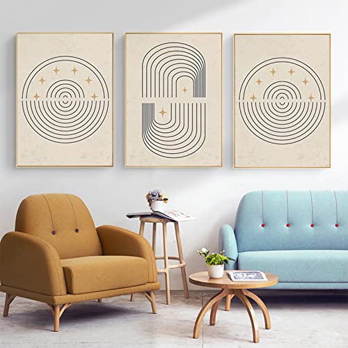 HMDKHI Cuadro geométrico moderno, conjunto de imágenes abstractas para sala de estar, dormitorio, póster de decoración artística, sin marco (mural de 4,30 x 40 cm x 3)