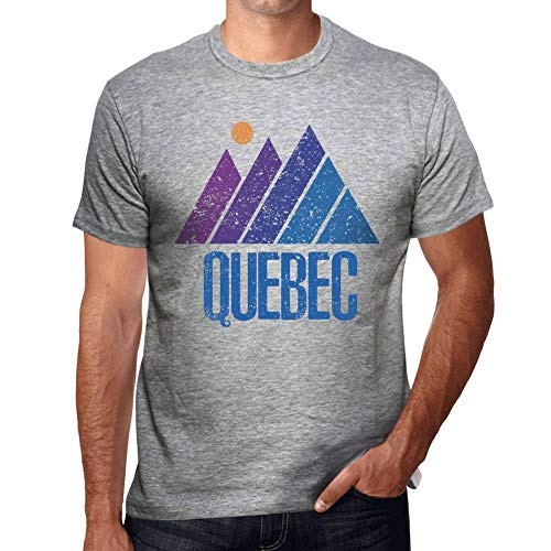 Hombre Camiseta Quebec De Montaña – Mountain Quebec – T-Shirt Vintage Manga Corta Regalo Original Cumpleaños Gris Mezcla 3XL